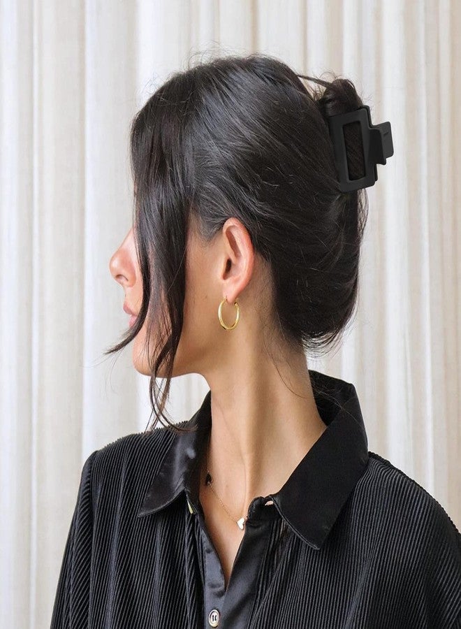 Bmobuo Matte Hair Clips Set: 4 PCS 2" Square Claw Clips for Thin and Thick Hair, All-Black Cute Clips for Women - Image 3